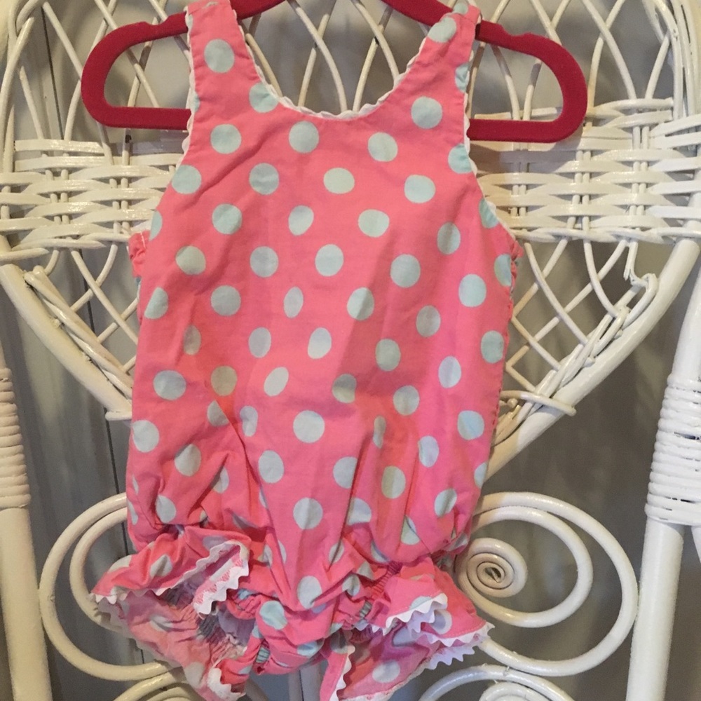 Girls 4T pink and blue polka dot swimsuit
